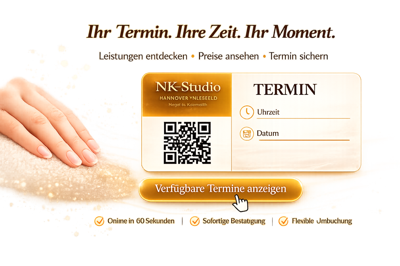 Jetzt Termin online buchen – Maniküre, Kosmetik & Massage in Hannover-Kleefeld Termin buchen im NK-Studio – Nagel- & Kosmetikstudio in Hannover-Kleefeld
